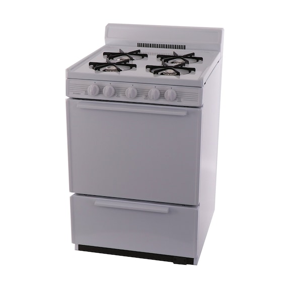 Premier Gas Range, Battery Ignition, Four 9100 BTU Burners, 24 inW x 40 inH x 26 inD, 2.42 cu. Ft., White 805739 - main