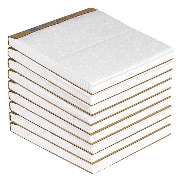 Pig Sorbent Pad, 13 7/8 gal, 14 in x 15 in, Fuel, Oils, White, Polypropylene, 180 PK MAT4124 - main