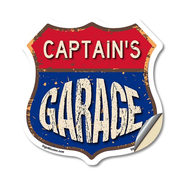 Signmission Captain's Garage, 12 Inch X 12 Inch, Vinyl Decal SHI-D-12-383-CAPTAIN - main