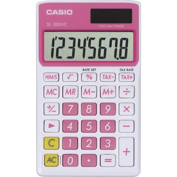 Casio Solar Wallet Calculator with 8-Digit Display (Pink) SL300VCPKSIH - main