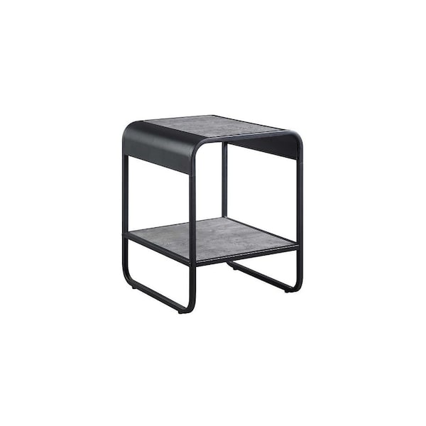 Homeroots 21" Black And Concrete Gray Manufactured Wood And Metal Rectangular End Table With Shelf 486419 - main