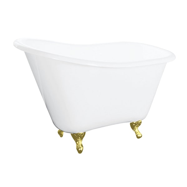 Kingston Brass 51-Inch Cast Iron Classic Flat-Rim Single Slipper Clawfoot Tub, No Faucet Drillings VCTND5130NT2 - main