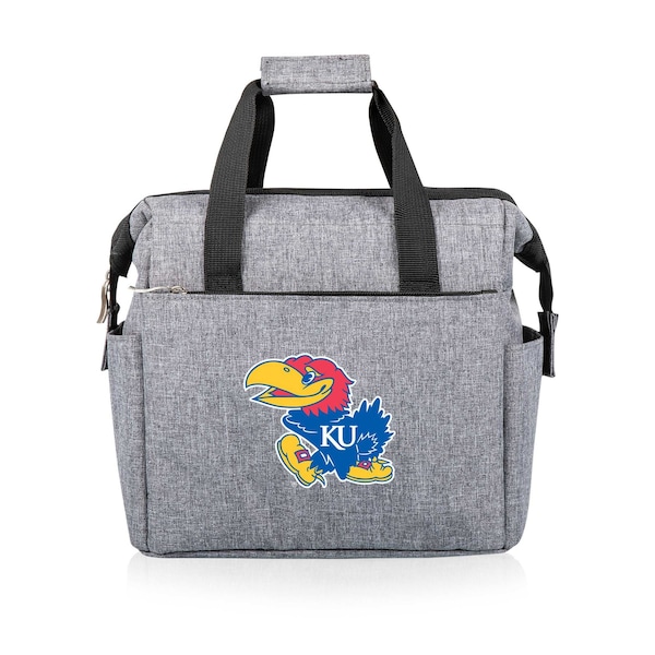Picnic Time Family Of Brands NCAA Kansas Jayhawks On The Go Lunch Bag Cooler - Soft Cooler Lunch Box, Heathered Gray 510-00-105-244-0 - main