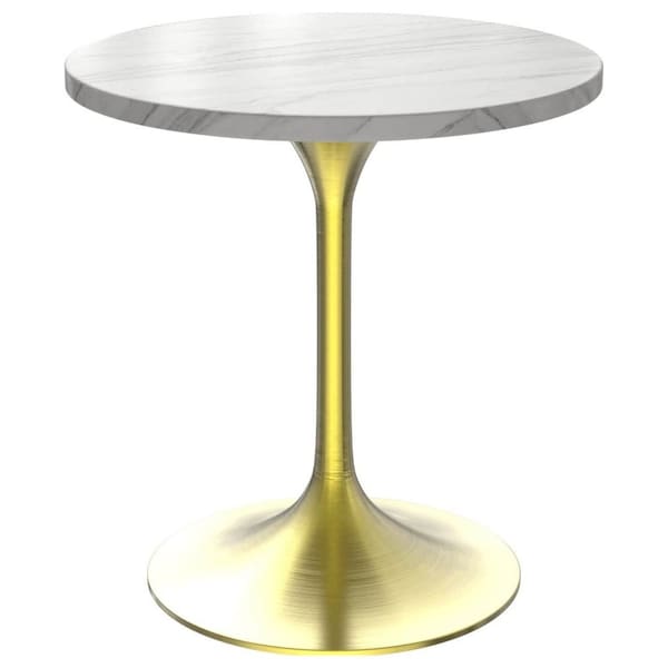 Leisuremod Round 27.55 in W, 29.34 in L, Sintered Stone/Stainless Steel, White VT20BG-27WS - main
