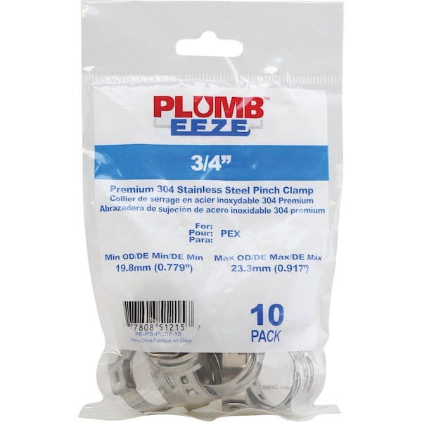 Plumbeeze 3/4'' SS PEX Pinch Clamp, 10PK PE-PS-PC07-10 - main