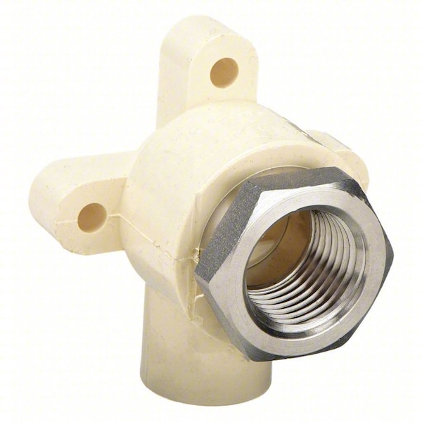 Zoro Select CPVC Drop Ear Elbow, 90 Degrees , CTS, Schedule SDR-11, 1/2" Pipe Size, FNPT x CTS Hub DE4107-005CSS - main