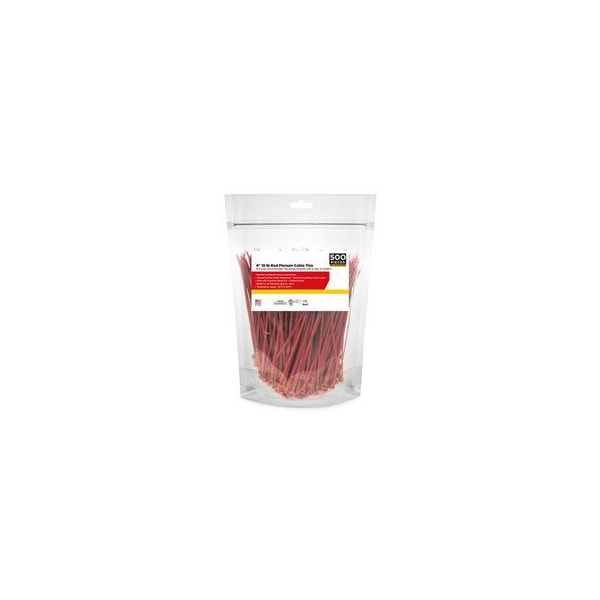 Cable Wholesale Plenum Red Air Handling Cable Ties, 18 lb, 4 inch, 500pcs/Bag 31CV-07105 - main
