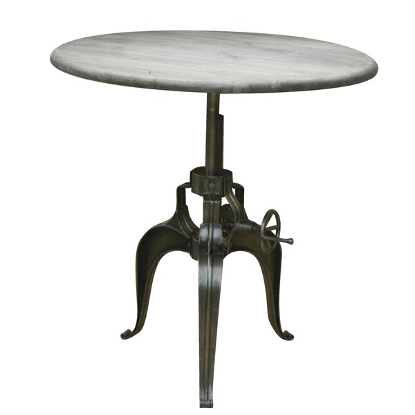 Homeroots 36" Gray And Silver Solid Wood And Iron Adjustable Height Dining Table 488589 - main