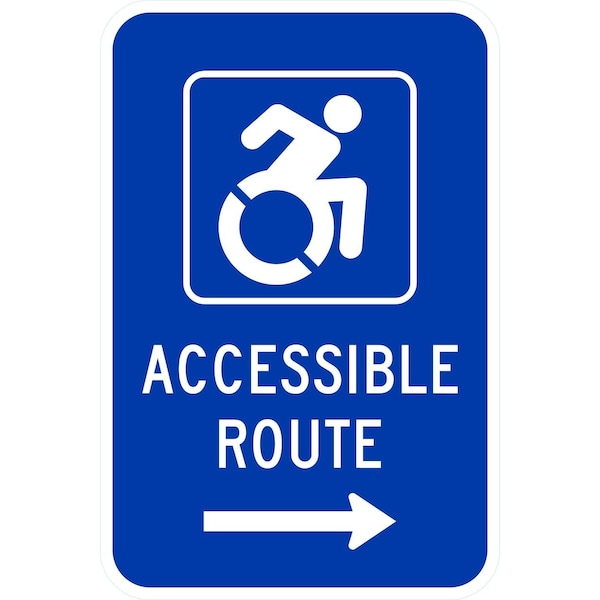 Lyle (Updated Handicapped Symbol) Accessible Route --->, 12x18, High Intensity Prismatic, Blue G-3925-HI_12x18 - main