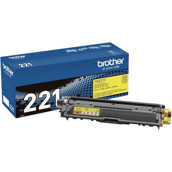 Brother Genuine TN221Y Yellow Toner Cartridge - Laser - Standard Yield - 1400 Pages - Yellow - 1 Each TN221Y - main