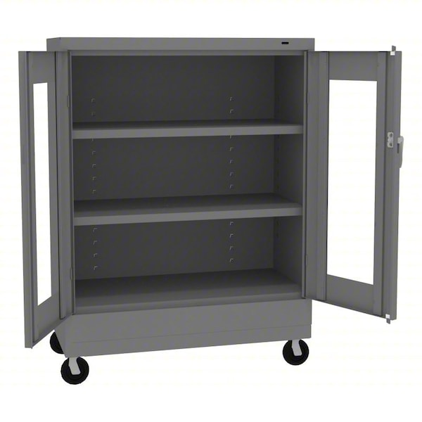 Tennsco Clearview Door C-Thru Mobile Storage Cabinet, 36 in W, 42 in H, 18 in D, Medium Gray CKCVD4218-MGY - main