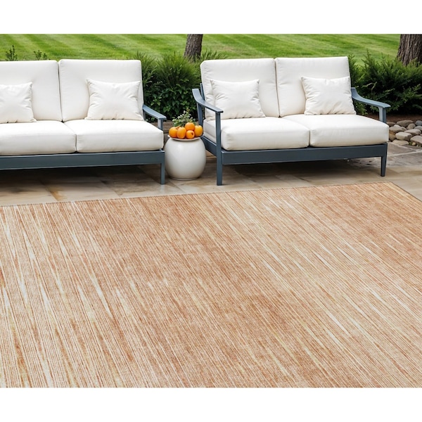 Homeroots 9' X 12' Salmon And Ivory Abstract Washable Indoor Outdoor Area Rug 587426 - main