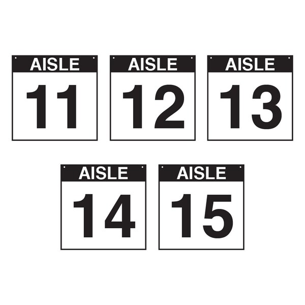 5S Supplies Warehouse Aisle 11-15 Sign - 16in x 16in - SINGLE - BRKT - PVC AISLE-11-15-16X16-SINGLE-BRKT - main