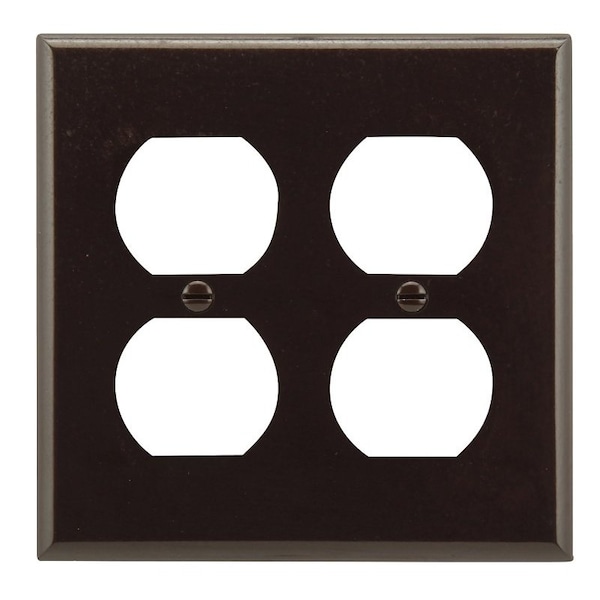 Eaton Wiring Devices Receptacle Wallplate, 4-1/2 in L, 4-9/16 in W, 2 -Gang, Thermoset, Brown 2150B-BOX - main