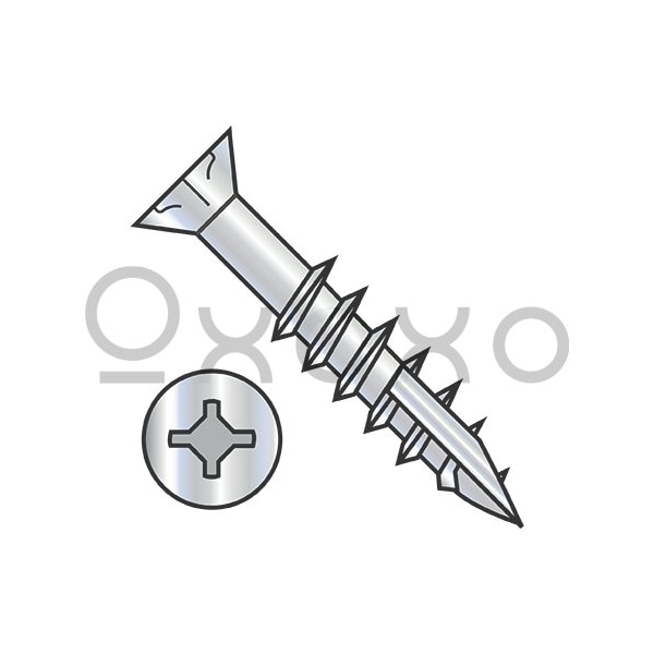 Oxoxo 9-10X3 Square Phil #8Flat w/Nibs Deep Thread Wood Screw 2/3 Thread Type 17 Zinc Bake, 2000PK 568935 - main