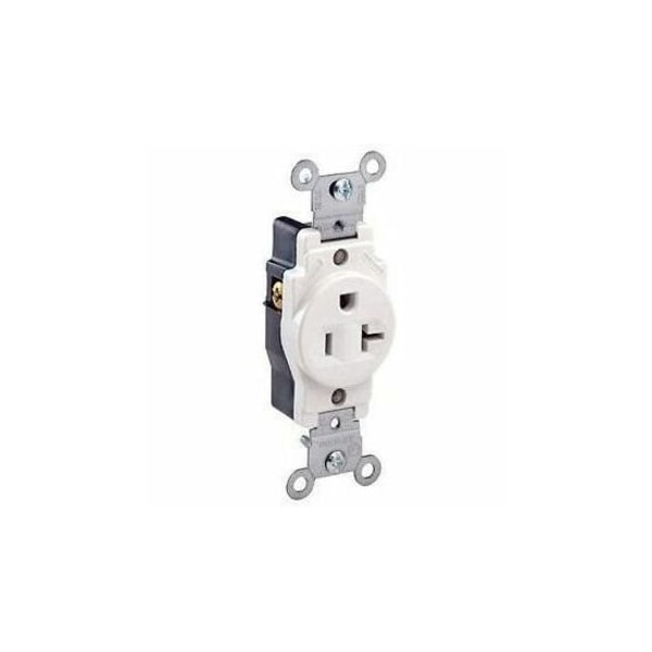 Leviton PlugsandReceptacles, 20A, 125VAC, Wht, Nylon 5891-W - main