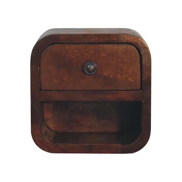 Homeroots 8" Dark Brown Solid Wood Square One Drawer Nightstand 651548 - main