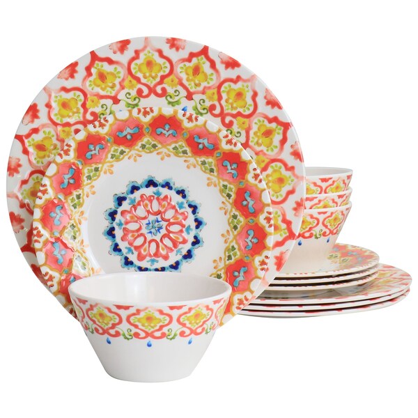 Laurie Gates California Designs Tamayo 12 Piece Melamine Dinnerware Set in Multi-Color 134297.12R - main