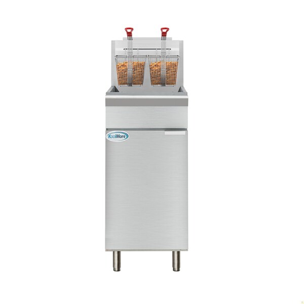 Koolmore 50 lb. Floor Standing Liquid Propane Commercial Fryer w/ 120,000 BTU in Stainless-Steel ETL Listed KM-FDF50-LP - main