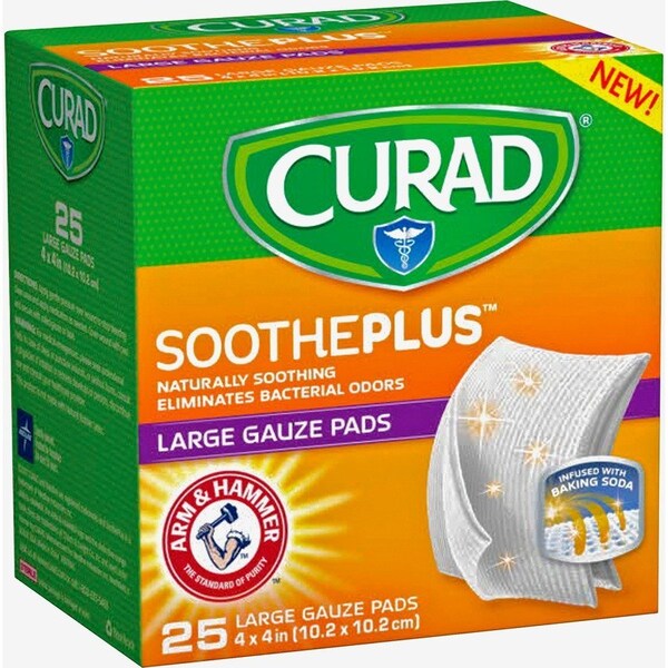 Curad SoothePlus Medium Nonstick Pads, White, 25PK MIICUR204425AH - main