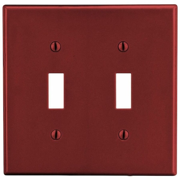 Hubbell Wiring Device-Kellems Toggle Switch Wall Plate, Number of Gangs: 2 Plastic, Satin Finish, Red P2R - main
