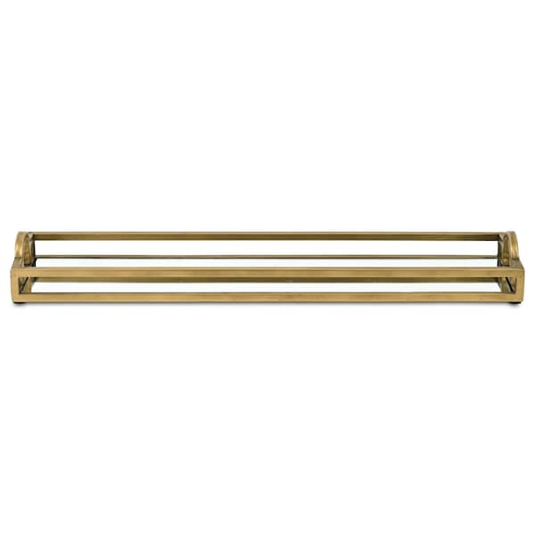Homeroots 24in Gold Mirrored Glass Handmade Vanity Tray With Handles 713542 - main