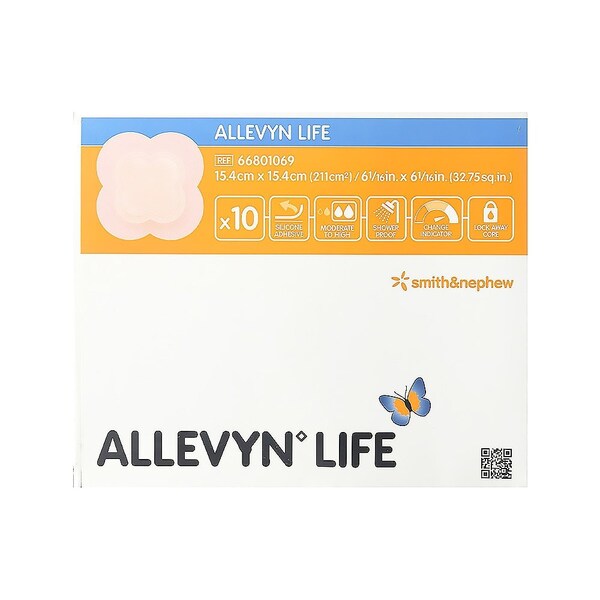 Allevyn Life Foam Dressing 6-3/4 X 6-7/8 Inch With Border Film Backing Silicone Gel Adhesive, 60PK 66801306 - main