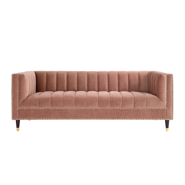 Homeroots 85" Blush Velvet Wood Sofa 543929 - main