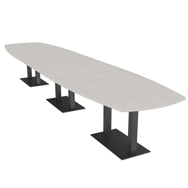Skutchi Designs Arc Rectangle Meeting Room Table, 45 in W, 192 in L, Ivory HAR-AREC-48X192-DOU.BK-K458 - main