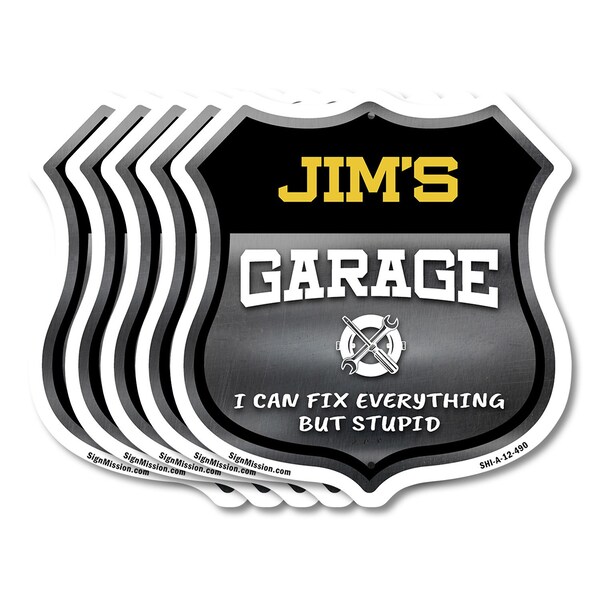 Signmission Jim's Garage I Can Fix Everything But Stupid, 12 inch X 12 inch, Aluminum Metal Sign, 5PK SHI-A-5Pack-12-490-JIM - main
