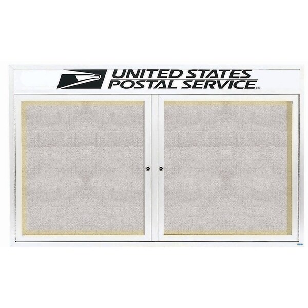 Aarco Illuminated Outdoor Enclosed Bulletin Board w/ Al Frame Header, Powder Coated White, 48''Hx72''W ODCC4872RHIW - main
