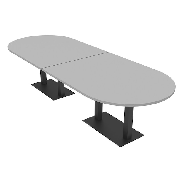 Skutchi Designs Racetrack Conference Table With Power Unit, 48 in W, 120 in L, Grey HAR-RAC-48X120-DOU.BK-U779-NA - main