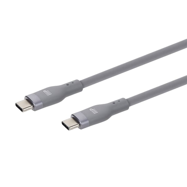 Monoprice USB-C to USB-C Silicone Charging Cable - USB 2.0, 240W PD, Ultra Flexible, 10ft, Gray 47250 - main