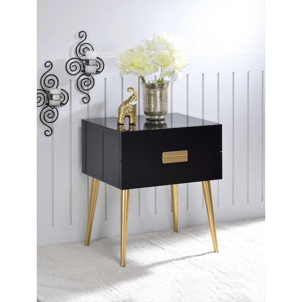 Salle De Bain Usa 24 x 20 x 16 in. Metal & Wood End Table - White & Gold SA3082466 - main