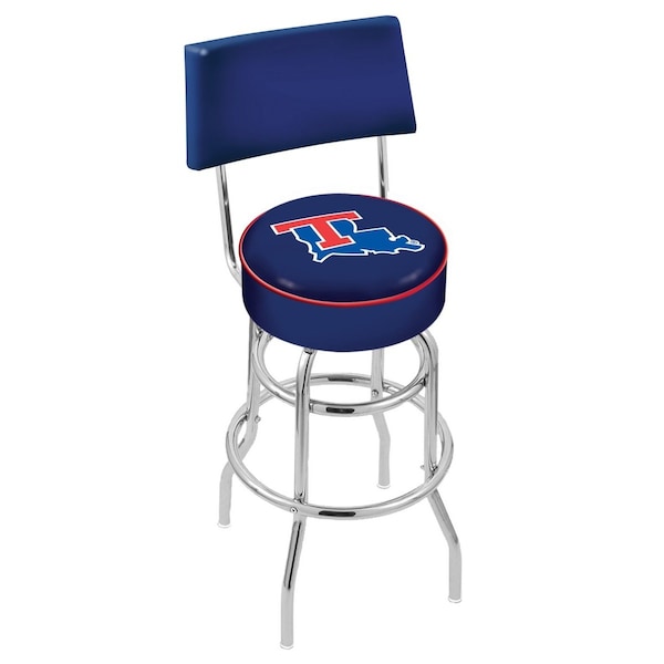 Holland Bar Stool Co 30" Chrome 2-Ring Louisiana Tech Swivel Bar Stool, Back L7C430LaTech - main