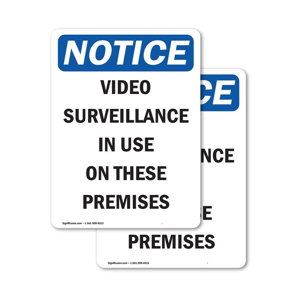 Signmission Video Surveillance In Use OSHA Notice Sign, Vinyl Decal, 5in W x 7in L, 2PK OS-2PACK-NS-D-57-V-16823 - main
