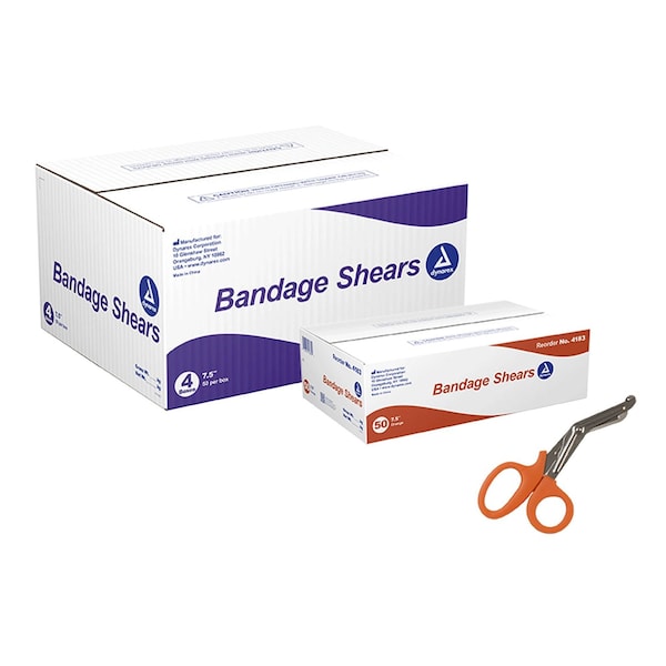 Dynarex Bandage Shears, 7.5", Orange, 200PK 4183 - main