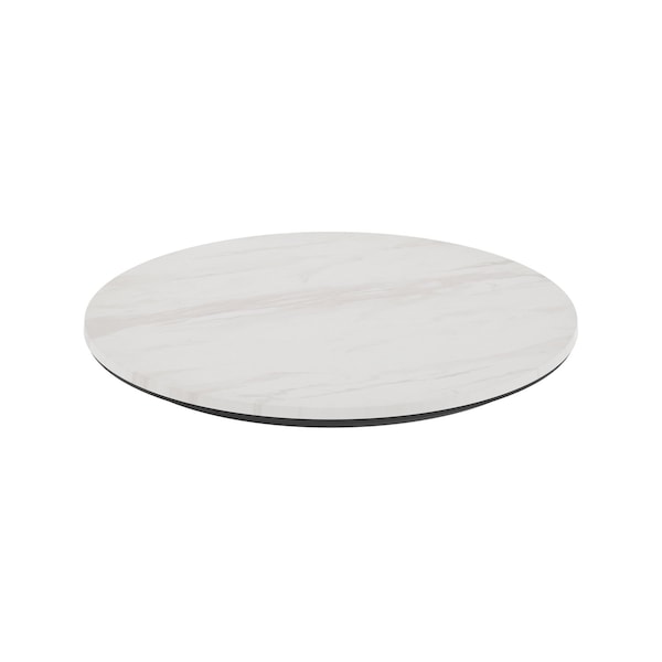 Flash Furniture TopGuard 24" Round Outdoor White Faux Marble Outdoor Tabletop with Seamless Surface Technology ST-RD600C-1-M-3A-M-WH-MAR-GG - main
