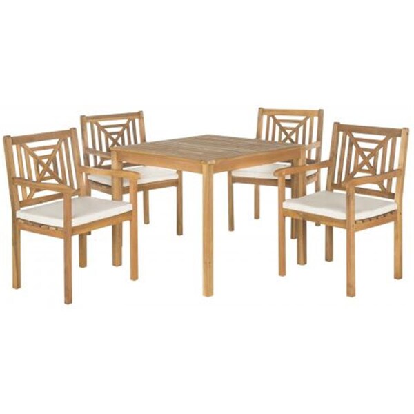 Safavieh 5 Piece Del Mar Dining Set, Teak Brown & Beige PAT6722A - main