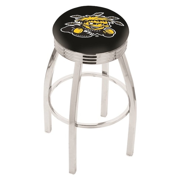 Holland Bar Stool Co 30" Chrome Wichita State Swivel Bar Stool, Accent Ring L8C3C30WichSt - main