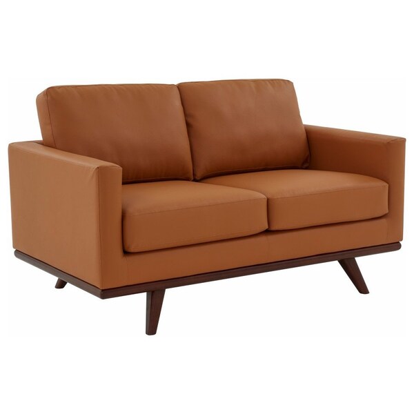 Leisuremod Chester Modern Leather Loveseat with Birch Wood Base, Cognac Tan CS58TN-L - main
