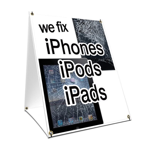 Signmission We Fix Iphones Ipods Ipads, 36 Inch x 24 Inch A-frame Yard Sign, Plastic Sign SBC-2436-We Fix Iphones Ipods Ipads - main