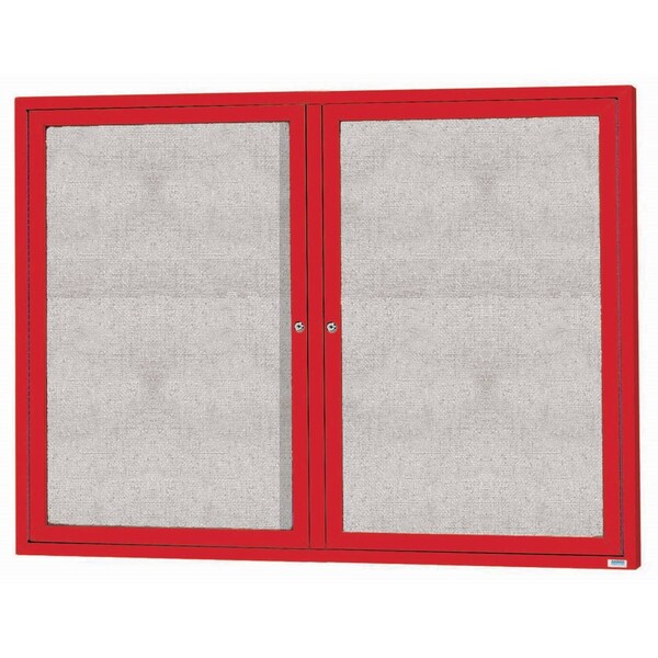 Aarco Outdoor Illuminated Enclosed Bulletin Board w/ Al Frame, Powder Coated Red, 48''Hx60''W ODCC4860RIR - main