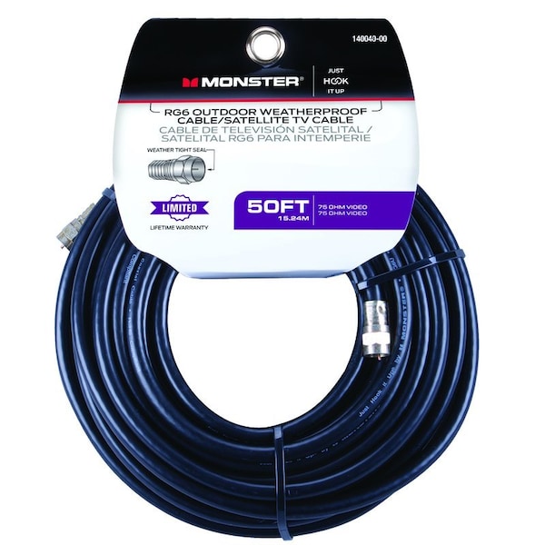 Monster Cable Just Hook it Up 50 ft. Weatherproof Video Coaxial Cable 140040-00 - main
