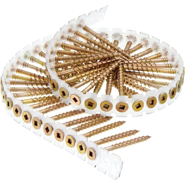 Senco DuraSpin No.8x2'' Square Recess Flat Collated Wood Screws Yellow Zinc Finish, 1000 Ct. 08F200Y - main