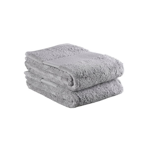 Homeroots Set of Two Light Gray Cotton 16" X 30" Quick Dry Terry Cloth Hand Towels, 2PK 700345 - main
