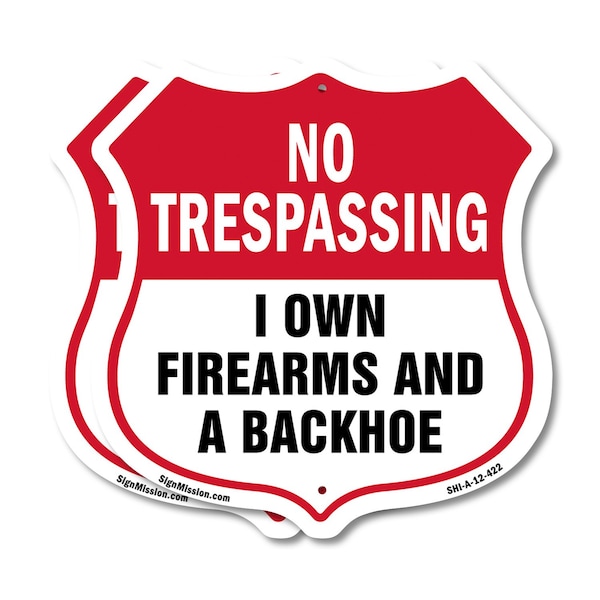 Signmission No Trespassing Shield Sign I Own Firearm, 12 inch X 12 inch, Aluminum Metal Sign, 2PK SHI-A-2PACK-12-422 - main