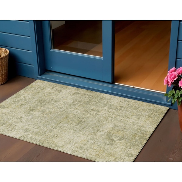 Homeroots 3' X 5' Sage And Beige Abstract Washable Indoor Outdoor Area Rug 630537 - main
