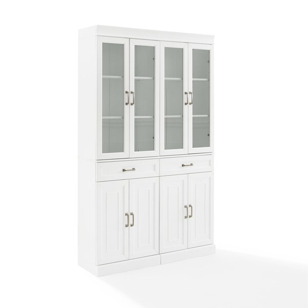 Crosley Stanton 2Pc Glass Door Kitchen Storage Pantry Cabinet Set KF33034WH - main