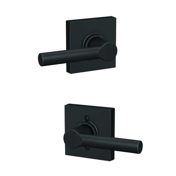 Schlage Residential Broadway Lever with Collins Rose Passage Lock with 16080 Latch and 10027 Strike Matte Black Finish F10BRW622COL - main